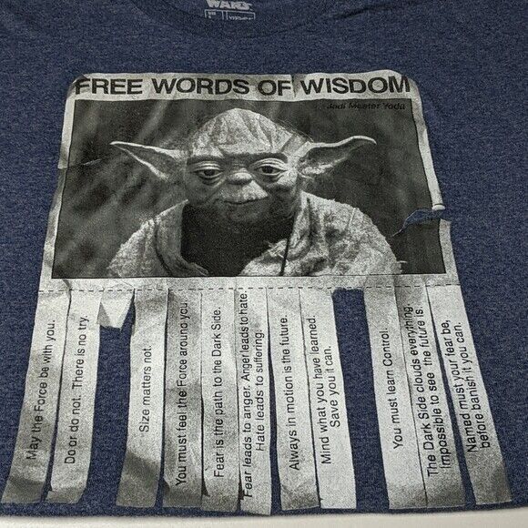 Star Wars Yoda T-shirt Unisex Large Words of Wisdom Tee Navy Size L Top - Picture 5 of 5